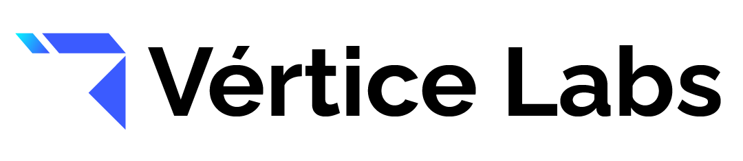 Logotipo horizontal de Vértice Labs, texto negro, para fondo claro