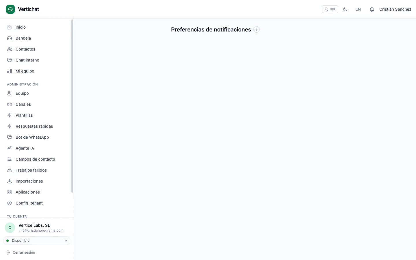 Preferencias de notificaciones