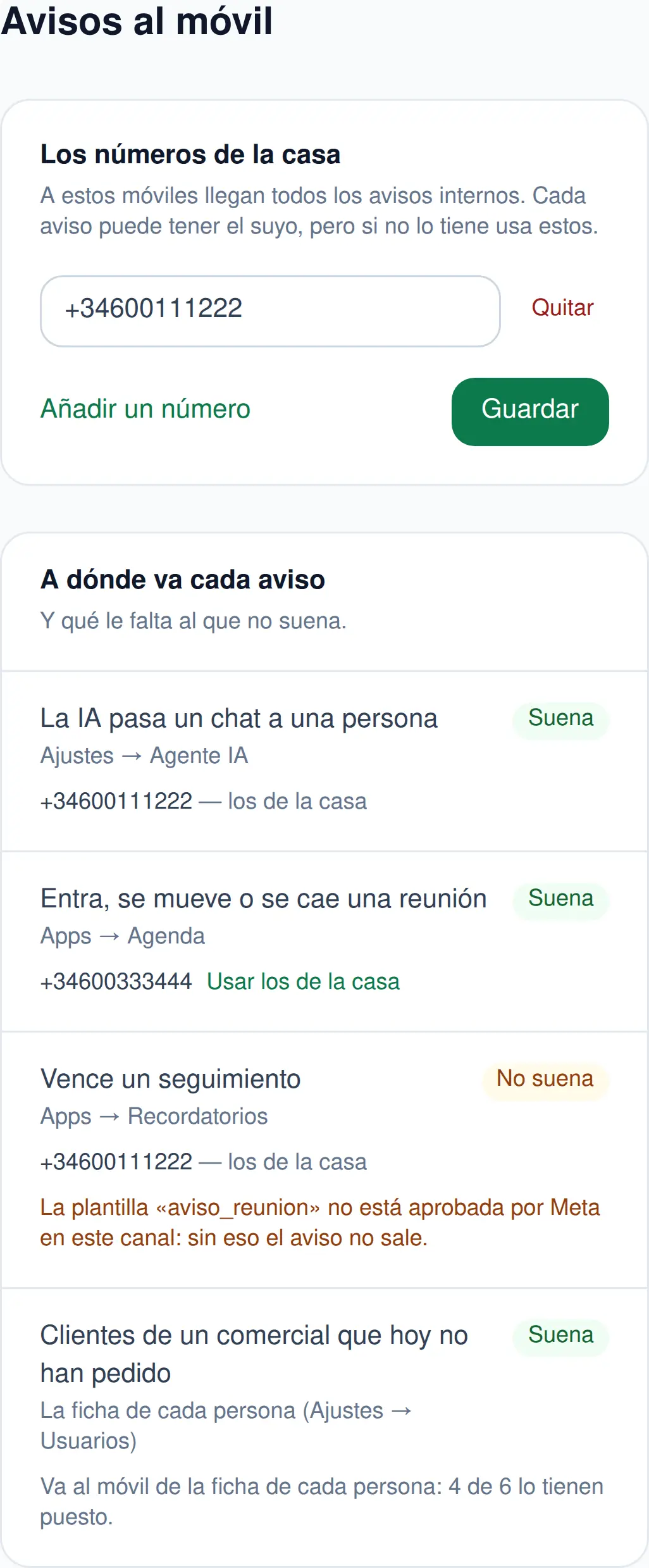 Avisos al móvil desde el teléfono